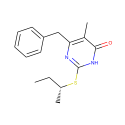 CC[C@@H](C)Sc1nc(Cc2ccccc2)c(C)c(=O)[nH]1 ZINC000013556555