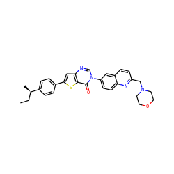 CC[C@@H](C)c1ccc(-c2cc3ncn(-c4ccc5nc(CN6CCOCC6)ccc5c4)c(=O)c3s2)cc1 ZINC000038149741
