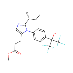 CC[C@@H](C)c1ncc(CCC(=O)OC)n1-c1ccc(C(O)(C(F)(F)F)C(F)(F)F)cc1 ZINC000028568114