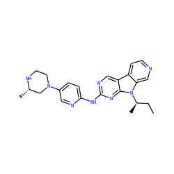 CC[C@@H](C)n1c2cnccc2c2cnc(Nc3ccc(N4CCN[C@@H](C)C4)cn3)nc21 ZINC000169706772