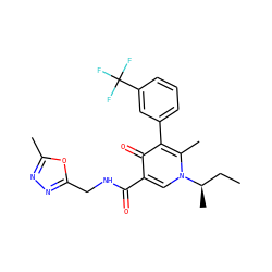 CC[C@@H](C)n1cc(C(=O)NCc2nnc(C)o2)c(=O)c(-c2cccc(C(F)(F)F)c2)c1C ZINC000149812800