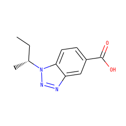 CC[C@@H](C)n1nnc2cc(C(=O)O)ccc21 ZINC000013681543