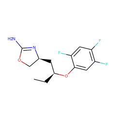 CC[C@@H](C[C@H]1COC(N)=N1)Oc1cc(F)c(F)cc1F ZINC000117264155