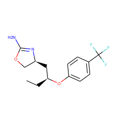 CC[C@@H](C[C@H]1COC(N)=N1)Oc1ccc(C(F)(F)F)cc1 ZINC000117259556
