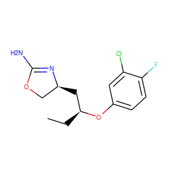 CC[C@@H](C[C@H]1COC(N)=N1)Oc1ccc(F)c(Cl)c1 ZINC000117253047