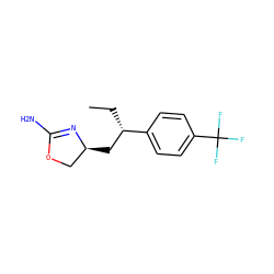 CC[C@@H](C[C@H]1COC(N)=N1)c1ccc(C(F)(F)F)cc1 ZINC000149322984