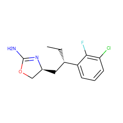 CC[C@@H](C[C@H]1COC(N)=N1)c1cccc(Cl)c1F ZINC000148517262