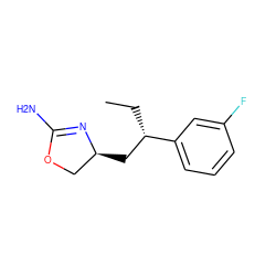 CC[C@@H](C[C@H]1COC(N)=N1)c1cccc(F)c1 ZINC000148516849