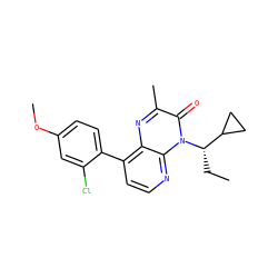 CC[C@@H](C1CC1)n1c(=O)c(C)nc2c(-c3ccc(OC)cc3Cl)ccnc21 ZINC000014020666