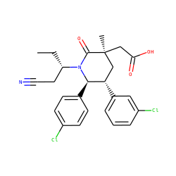 CC[C@@H](CC#N)N1C(=O)[C@@](C)(CC(=O)O)C[C@H](c2cccc(Cl)c2)[C@H]1c1ccc(Cl)cc1 ZINC000103248043