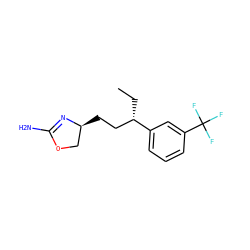 CC[C@@H](CC[C@H]1COC(N)=N1)c1cccc(C(F)(F)F)c1 ZINC000117256415