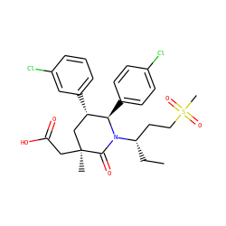 CC[C@@H](CCS(C)(=O)=O)N1C(=O)[C@@](C)(CC(=O)O)C[C@H](c2cccc(Cl)c2)[C@H]1c1ccc(Cl)cc1 ZINC000103243839