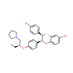 CC[C@@H](CN1CCCC1)Oc1ccc([C@@H]2Oc3ccc(O)cc3S[C@@H]2c2ccc(O)cc2)cc1 ZINC000028354263