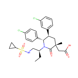 CC[C@@H](CNS(=O)(=O)C1CC1)N1C(=O)[C@@](C)(CC(=O)O)C[C@H](c2cccc(Cl)c2)[C@H]1c1ccc(Cl)cc1 ZINC000103243817