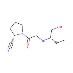 CC[C@@H](CO)NCC(=O)N1CCC[C@H]1C#N ZINC000013522894