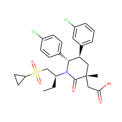 CC[C@@H](CS(=O)(=O)C1CC1)N1C(=O)[C@@](C)(CC(=O)O)C[C@H](c2cccc(Cl)c2)[C@H]1c1ccc(Cl)cc1 ZINC000103243843