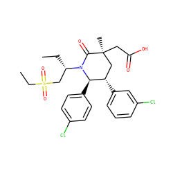 CC[C@@H](CS(=O)(=O)CC)N1C(=O)[C@@](C)(CC(=O)O)C[C@H](c2cccc(Cl)c2)[C@H]1c1ccc(Cl)cc1 ZINC000103243841