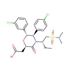CC[C@@H](CS(=O)(=O)N(C)C)N1C(=O)[C@@H](CC(=O)O)O[C@H](c2cccc(Cl)c2)[C@H]1c1ccc(Cl)cc1 ZINC000142282991