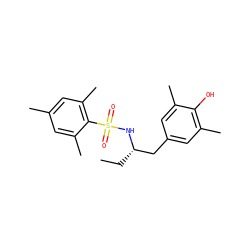 CC[C@@H](Cc1cc(C)c(O)c(C)c1)NS(=O)(=O)c1c(C)cc(C)cc1C ZINC000103251384