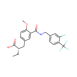 CC[C@@H](Cc1ccc(OC)c(C(=O)NCc2ccc(C(F)(F)F)c(F)c2)c1)C(=O)O ZINC000028569364