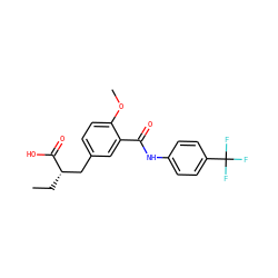 CC[C@@H](Cc1ccc(OC)c(C(=O)Nc2ccc(C(F)(F)F)cc2)c1)C(=O)O ZINC000000595450