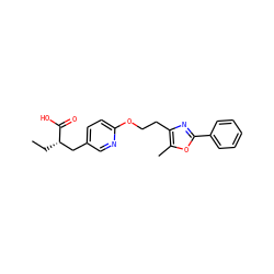 CC[C@@H](Cc1ccc(OCCc2nc(-c3ccccc3)oc2C)nc1)C(=O)O ZINC000034717804