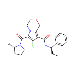 CC[C@@H](NC(=O)c1c(Cl)c(C(=O)N2CCC[C@@H]2C)n2c1COCC2)c1ccccc1 ZINC000146114700