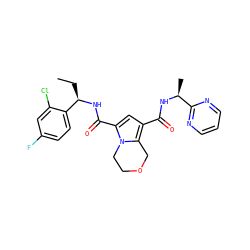 CC[C@@H](NC(=O)c1cc(C(=O)N[C@@H](C)c2ncccn2)c2n1CCOC2)c1ccc(F)cc1Cl ZINC000146108582