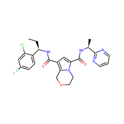 CC[C@@H](NC(=O)c1cc(C(=O)N[C@@H](C)c2ncccn2)n2c1COCC2)c1ccc(F)cc1Cl ZINC000146061259