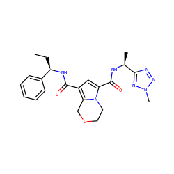 CC[C@@H](NC(=O)c1cc(C(=O)N[C@@H](C)c2nnn(C)n2)n2c1COCC2)c1ccccc1 ZINC000146130517