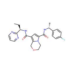 CC[C@@H](NC(=O)c1cc(C(=O)N[C@H](C)c2ccc(F)cc2)n2c1COCC2)c1ncccn1 ZINC000146123028