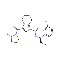 CC[C@@H](NC(=O)c1cc(C(=O)N2CCC[C@@H]2C)n2c1COCC2)c1cccc(O)c1 ZINC000146118673