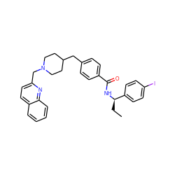 CC[C@@H](NC(=O)c1ccc(CC2CCN(Cc3ccc4ccccc4n3)CC2)cc1)c1ccc(I)cc1 ZINC000043020536