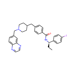 CC[C@@H](NC(=O)c1ccc(CC2CCN(Cc3ccc4nccnc4c3)CC2)cc1)c1ccc(I)cc1 ZINC000043020625