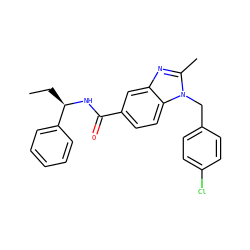 CC[C@@H](NC(=O)c1ccc2c(c1)nc(C)n2Cc1ccc(Cl)cc1)c1ccccc1 ZINC000072183315