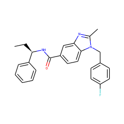 CC[C@@H](NC(=O)c1ccc2c(c1)nc(C)n2Cc1ccc(F)cc1)c1ccccc1 ZINC000072179949