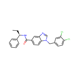 CC[C@@H](NC(=O)c1ccc2c(c1)ncn2Cc1ccc(Cl)c(Cl)c1)c1ccccc1 ZINC000072181187