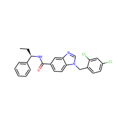 CC[C@@H](NC(=O)c1ccc2c(c1)ncn2Cc1ccc(Cl)cc1Cl)c1ccccc1 ZINC000072180286