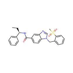 CC[C@@H](NC(=O)c1ccc2c(c1)ncn2Cc1ccccc1S(C)(=O)=O)c1ccccc1 ZINC000072181576