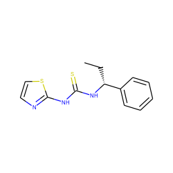 CC[C@@H](NC(=S)Nc1nccs1)c1ccccc1 ZINC000027617203