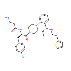 CC[C@@H](NCCc1cccs1)c1ccccc1N1CCN(C(=O)[C@@H](Cc2ccc(Cl)cc2)NC(=O)CCN)CC1 ZINC000028456263