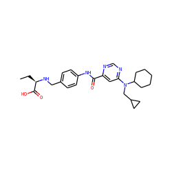 CC[C@@H](NCc1ccc(NC(=O)c2cc(N(CC3CC3)C3CCCCC3)ncn2)cc1)C(=O)O ZINC000143434320