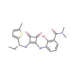 CC[C@@H](Nc1c(Nc2cccc(C(=O)N(C)C)c2O)c(=O)c1=O)c1ccc(C)s1 ZINC000101109894