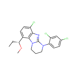 CC[C@@H](OC)c1ccc(Cl)c2nc3n(c12)CCCN3c1ccc(Cl)cc1Cl ZINC000143650640