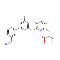 CC[C@@H](Oc1nc(Oc2cc(C)cc(-c3cccc(CN)c3)c2)c(F)cc1F)C(=O)O ZINC000205212633