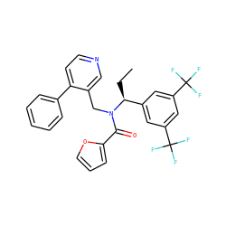 CC[C@@H](c1cc(C(F)(F)F)cc(C(F)(F)F)c1)N(Cc1cnccc1-c1ccccc1)C(=O)c1ccco1 ZINC000096285088