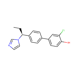 CC[C@@H](c1ccc(-c2ccc(O)c(Cl)c2)cc1)n1ccnc1 ZINC000042989302