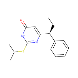 CC[C@@H](c1ccccc1)c1cc(=O)[nH]c(SC(C)C)n1 ZINC000013474572