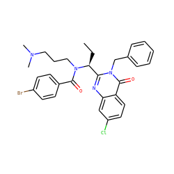 CC[C@@H](c1nc2cc(Cl)ccc2c(=O)n1Cc1ccccc1)N(CCCN(C)C)C(=O)c1ccc(Br)cc1 ZINC000001910574