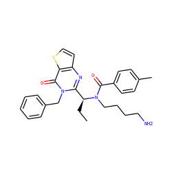 CC[C@@H](c1nc2ccsc2c(=O)n1Cc1ccccc1)N(CCCCN)C(=O)c1ccc(C)cc1 ZINC000072118840